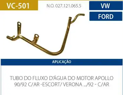 TUBO REFRIGERACAO MOTOR ESCORT 1.8 1990 A 1992 AP COM AR