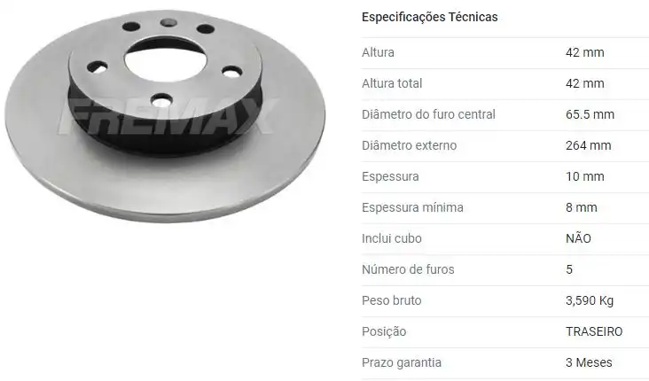 DISCO FREIO TRAS ASTRA 2.0 8V 99/ ARO 14 2.0 16V 03/ ARO 16
