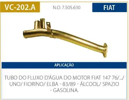 TUBO REFRIGERACAO MOTOR FIAT UNO 1.3 8V 1985 A 1991