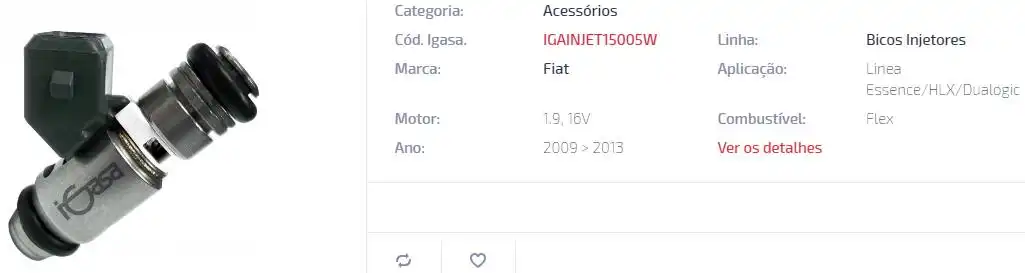 BICO INJ FIAT LINEA 1.9 16V FLEX 09/ SIST MPI