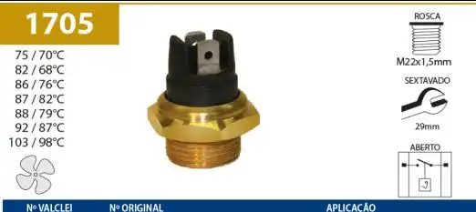 INTERRUPTOR RADIADOR VW FORD FIAT GM 86°/76°