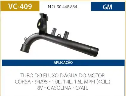 TUBO REFRIGERACAO MOTOR CORSA 1.0 1.4 1.6 8V 1994 A 1998