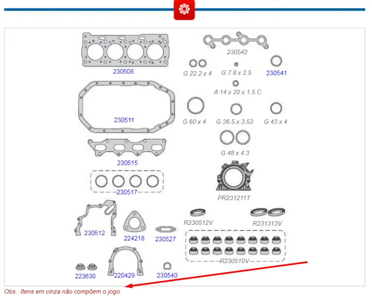JUNTA MOTOR GOL POWER 1.0 16V S/RETENTOR
