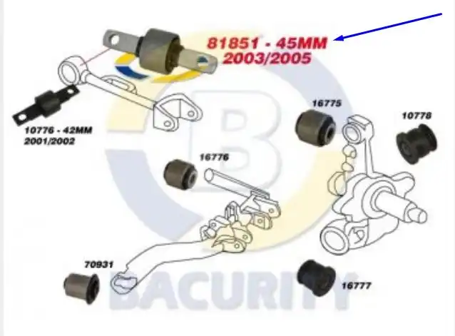 BUCHA BRACO SUSP TRAS INTERNA HONDA CIVIC 01/06 45MM