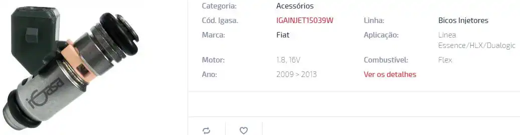 BICO INJ FIAT LINEA 1.8 16V FLEX 09/13