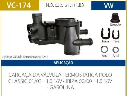 CARCACA VALVULA TERMOSTATICA POLO CLASSIC 16V 2001 A 2003