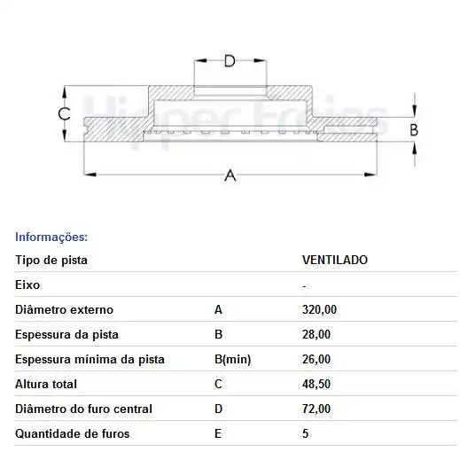 DISCO FREIO DIANTEIRO FORD EDGE 3.5 24V 2009 A 2015 VENTILAD