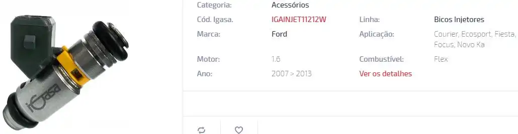 BICO INJ FIESTA KA FOCUS 1.6 07/13 FLEX AMARELO