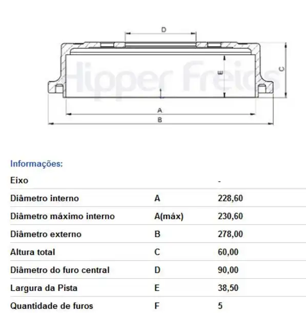 TAMBOR FREIO TRASEIRO MITSUBISHI PAJERO TR4 2002 A 2015
