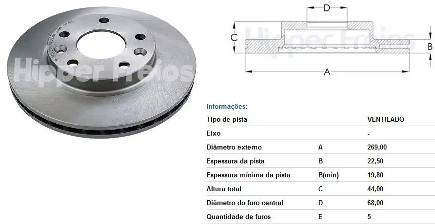 DISCO FREIO DIANTEIRO RENAULT CAPTUR 1.6 16V 2017/ VENTILADO