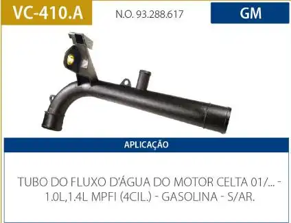 TUBO REFRIGERACAO MOTOR CELTA 1.0 1.4 2001/ SEM AR QUENTE