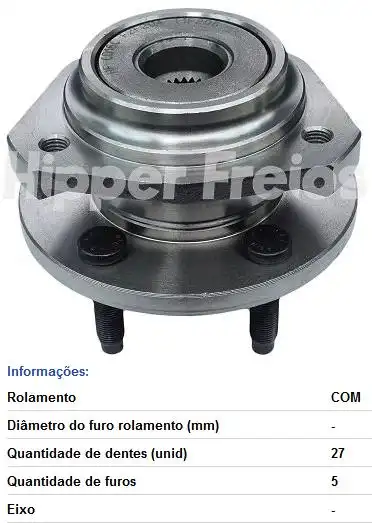 CUBO RODA DIANT RANGER 4X4 01/11 C/ROLAM S/RODA LIVRE S/ ABS