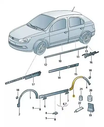 MOLDURA PARALAMA GOL GV RALLY TRAS ESQUERDO(PTE CARROCERIA)