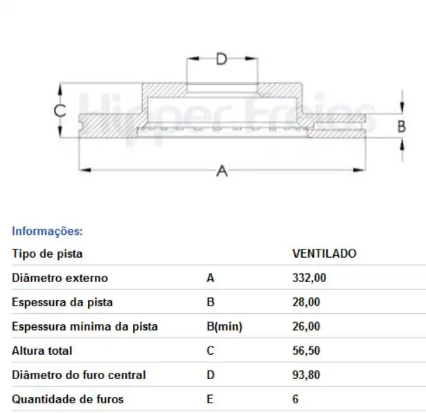 DISCO FREIO DIANTEIRO MITSUBISHI PAJERO FULL 2007 EM DIANTE