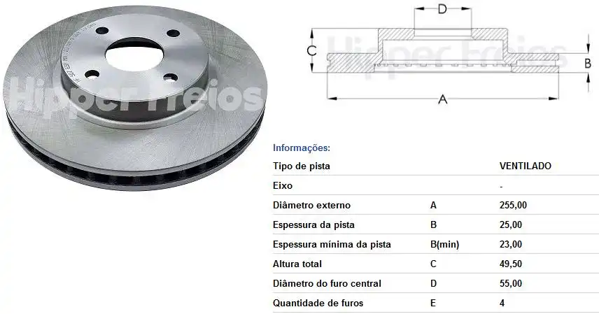 DISCO FREIO DIANTEIRO TOYOTA COROLLA 1.6 1.8 16V 2003 A 2008