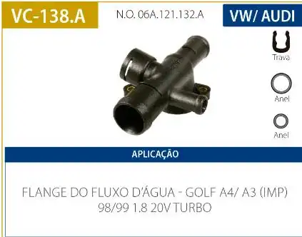 TUBO CONEXAO DAGUA GOLF 1.8 20V TURBO 1998 A 1999