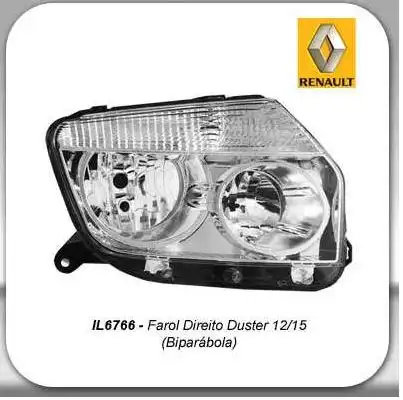 FAROL RENAULT DUSTER 12/16 DIR DUPLO CROMADO