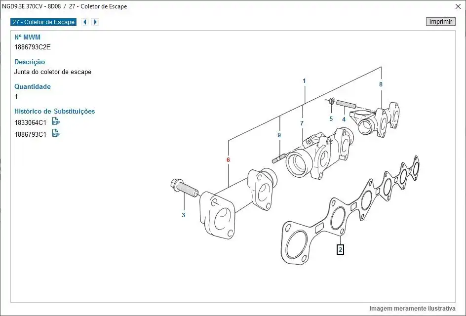 JUNTA COLETOR ESCAP CAMINHÃO VW COSTELATION 9.3 NGD