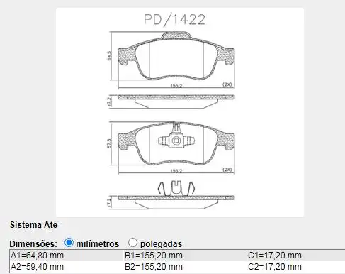 PASTILHA FREIO DIANTEIRA RENAULT DUSTER 2.0 16V 2012/