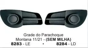 GRADE PARACHOQUE DIANT MONTANA 11/ DIR S/ FAROLETE SEM VENTI