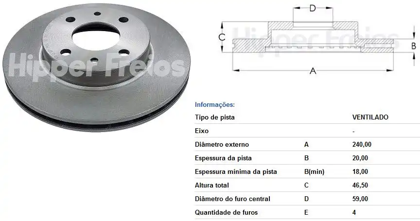 DISCO FREIO DIANTEIRO FIAT PALIO 1999/ VENTILADO