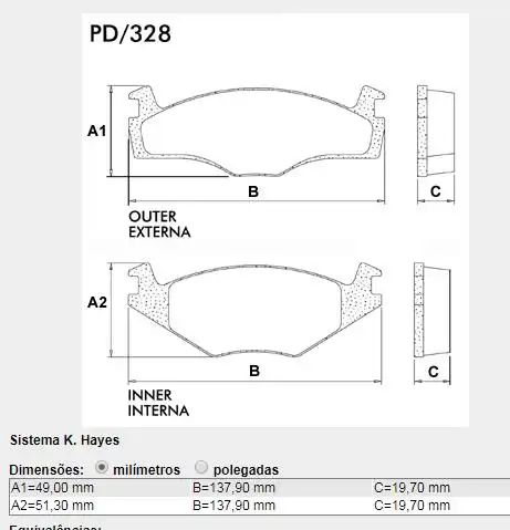 PASTILHA FREIO DIANTEIRA GOLF GL 1995/ SISTEMA TEVES