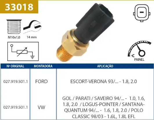 INTERRUPTOR TEMPERATURA GOL 1.0 1.0 1.8 2.0 1994/
