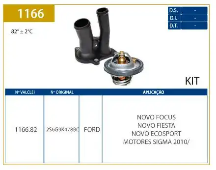 VALVULA TERMOSTATICA FIESTA 1.6 2010/ SIGMA C/ CARCACA