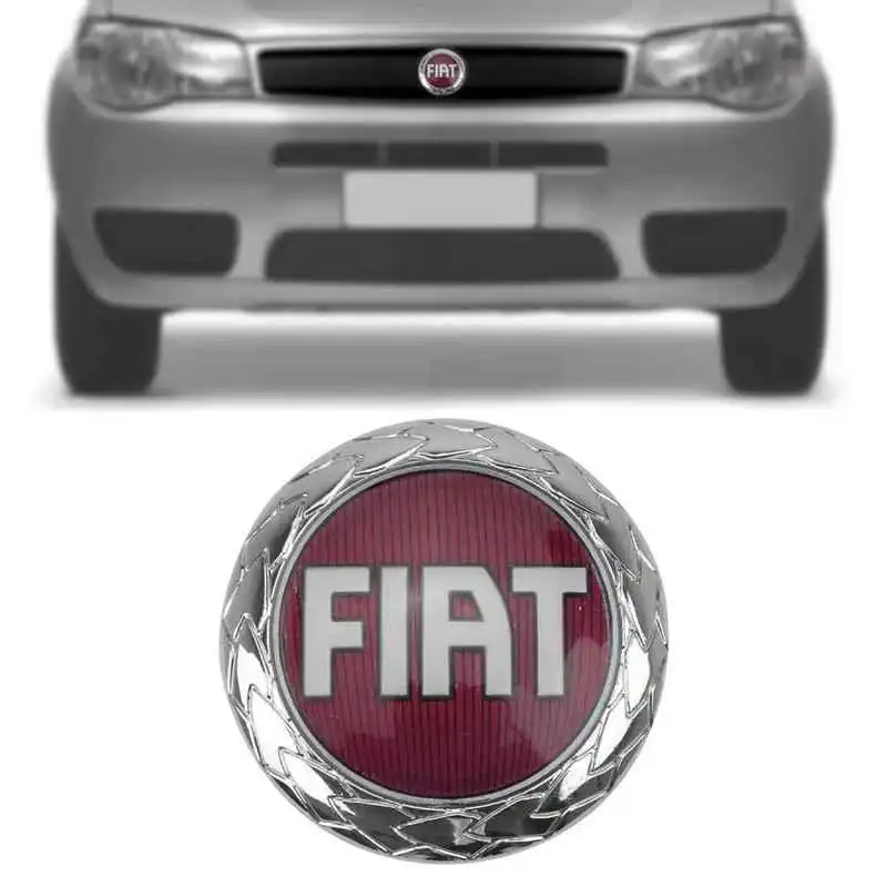 EMBLEMA TAMPA MALA FIAT PALIO 2004/ REDONDO FUNDO VERMELHO