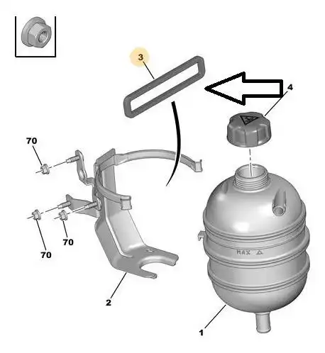 BORRACHA FIXACAO RESER DA RADIADOR PEUGEOT 206