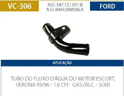 TUBO REFRIGERACAO MOTOR ESCORT 1.6 1993 A 1996 SEM AR