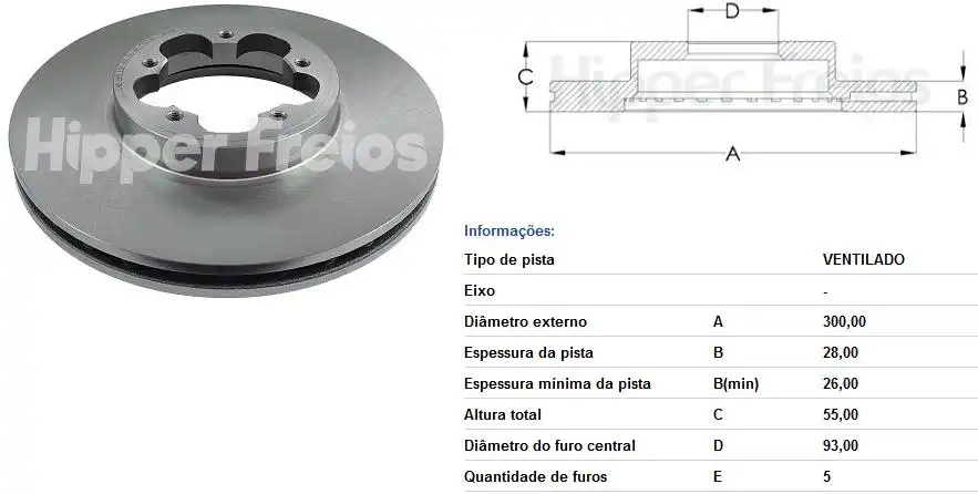 DISCO FREIO DIANTEIRO TRANSIT 2.4 16V 2008 A 2011 VENTILADO