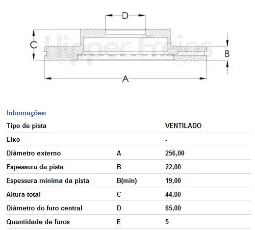 DISCO FREIO DIANTEIRO POLO 1.0 VIRTUS 1.6 2017/ VENTILADO