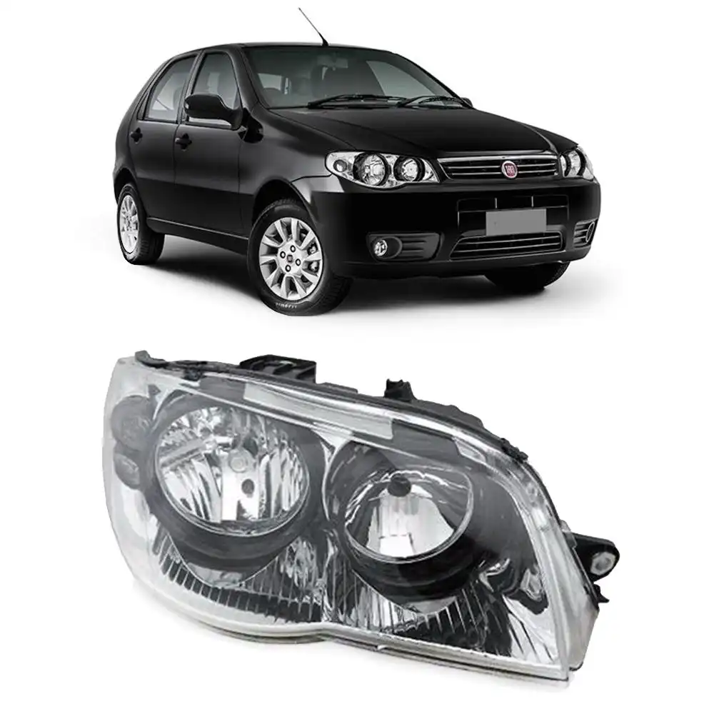 FAROL FIAT PALIO 04/ DIR C/ MASCARA CROMADA ARO PRETO