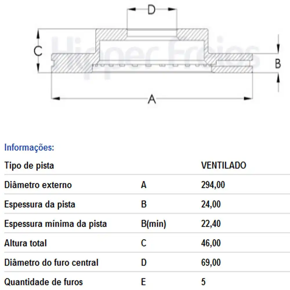 DISCO FREIO DIANTEIRO LANCER 2.0 16V 2007 A 2019 VENTILADO