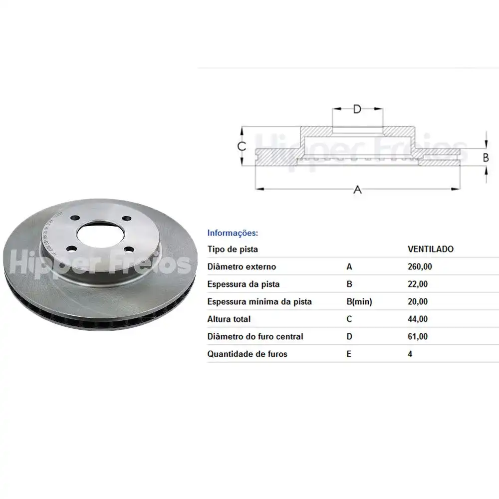 DISCO FREIO DIANTEIRO NISSAN MARCH 1.0 1.6 2012/ VENTILADO