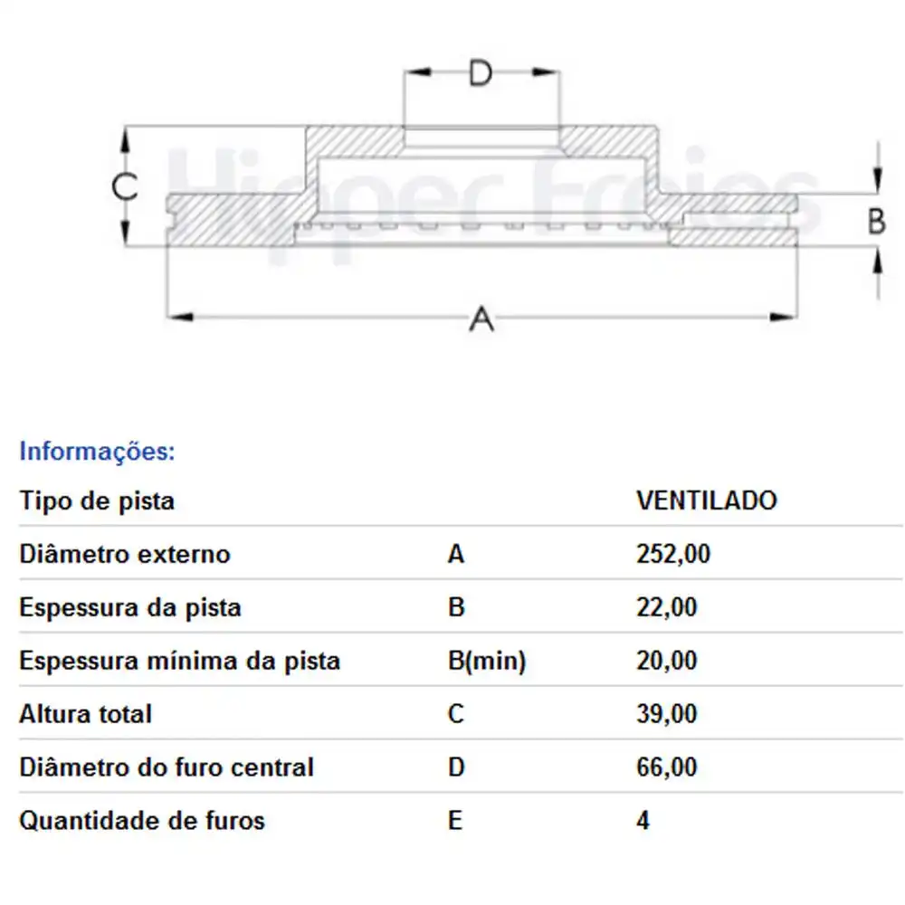 DISCO FREIO DIANTEIRO CITROEN C3 1.0 2022 ACIMA