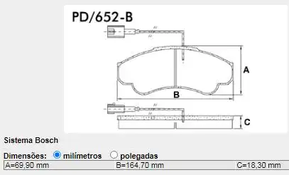 PASTILHA FREIO DIANTEIRA FIAT DUCATO 2003/ ARO 16 SISTEMA BO