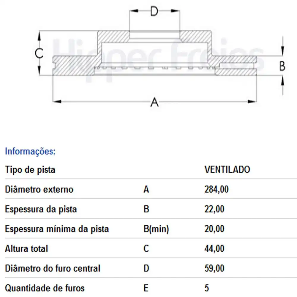 DISCO FREIO DIANTEIRO FIAT FASTBACK 1.0 2023 ACIMA