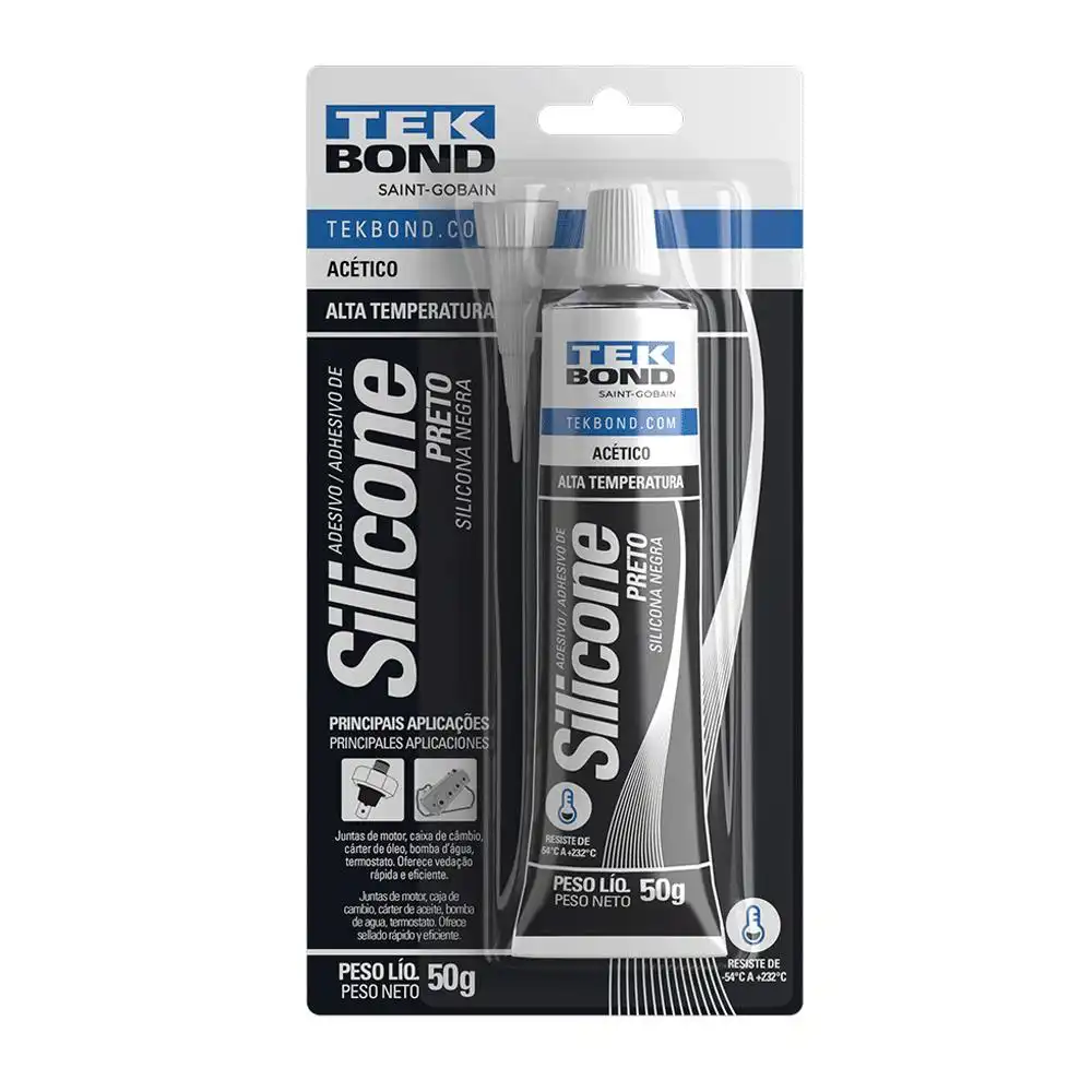 COLA SILICONE ALTA TEMPERATURA 50G PRETA