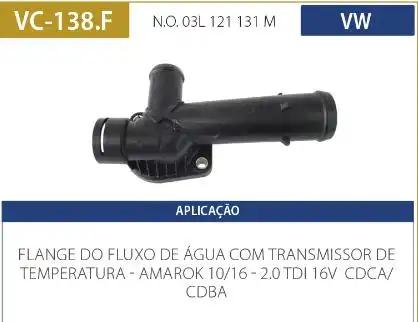 TUBO CONEXAO DAGUA AMAROK 2.0 TDI 2010 A 2015 - COM SENSOR