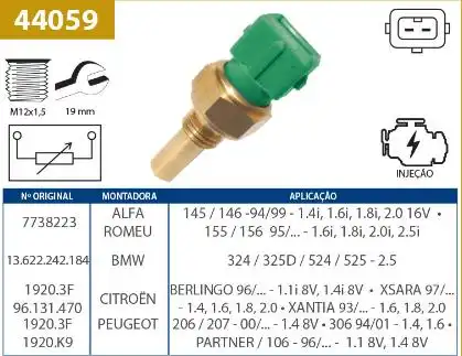 INTERRUPTOR TEMPERATURA PEUGEOT 206 1.1 1.4 8V 1998/