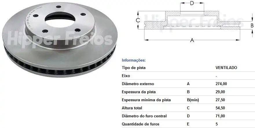DISCO FREIO DIANTEIRO S-10 4X4 1998 A 2011 VENTILADO