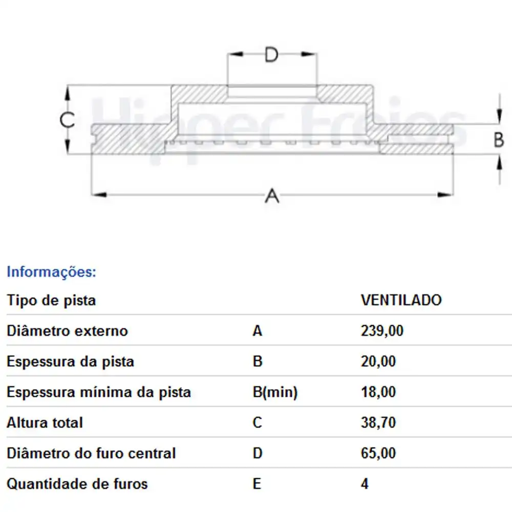 DISCO FREIO DIANTEIRO GOL G1 G2 G3 G4 1988 A 2014 VENTILADO