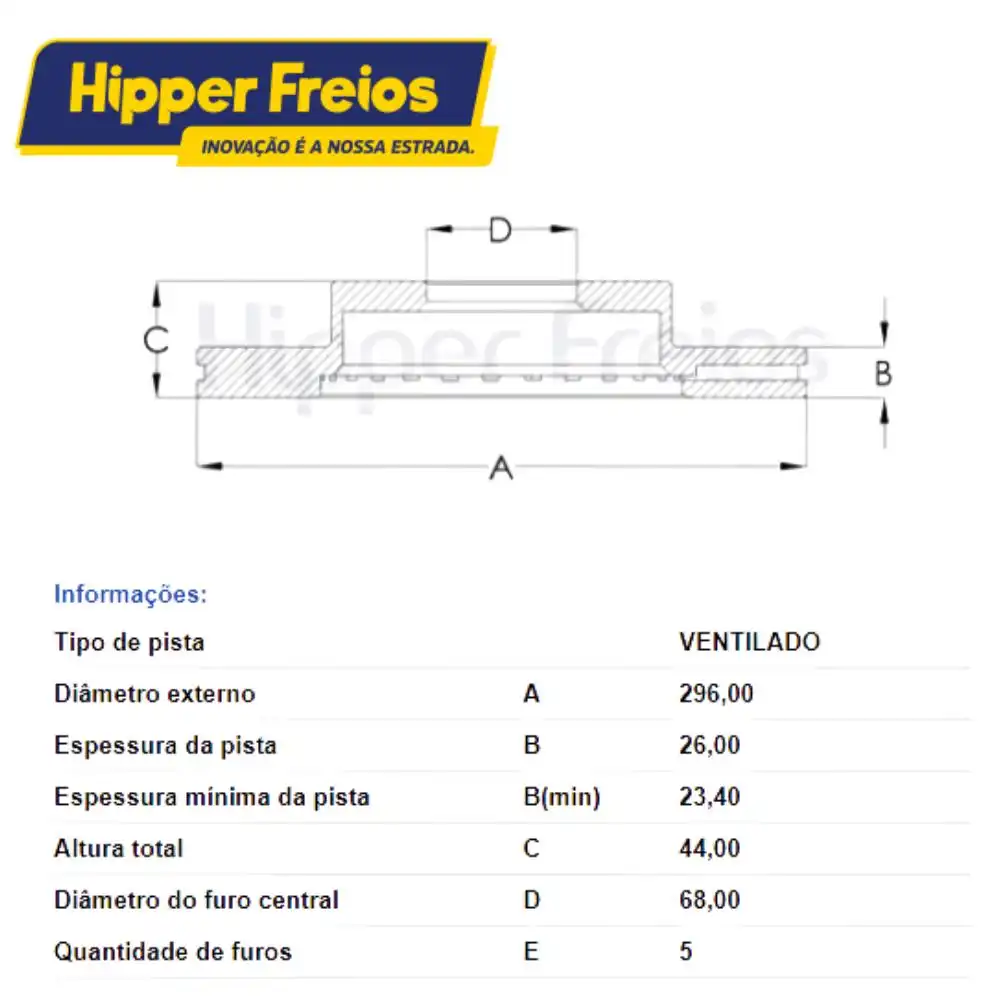 DISCO FREIO DIANTEIRO BOREAL 1.3 2026 EM DIANTE VENTILADO