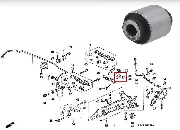 BUCHA BRACO SUSP.TRAS HONDA CIVIC 92/00 (BRACO AUXILIAR/TRAN