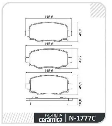 PASTILHA FREIO TRASEIRA COMPASS 2.0 4X2 FLEX 2017/ CERAMICA