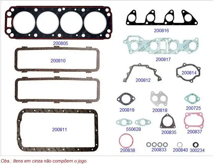 JUNTA MOTOR CHEVETTE S/ RETENTOR GASOLINA