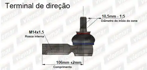PONTEIRA DIRECAO MERIVA 02/ MONTANA 05/19 (106MM COMPRIM)