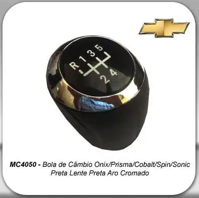 MANOPLA ALAVANCA CAMBIO ONIX PRETA ARO CROMADO